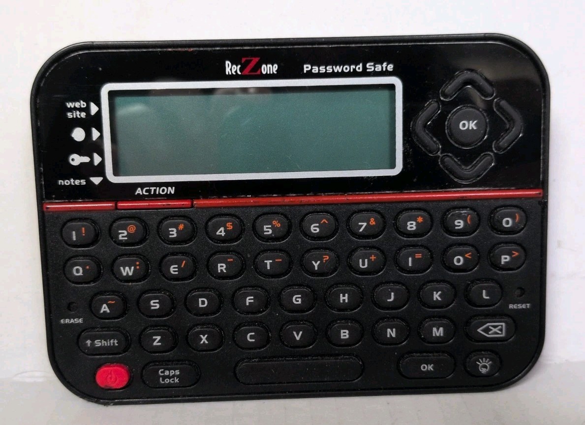 RecZone Password Safe Handheld Digital Keeper Vault Model 595 Electronic
