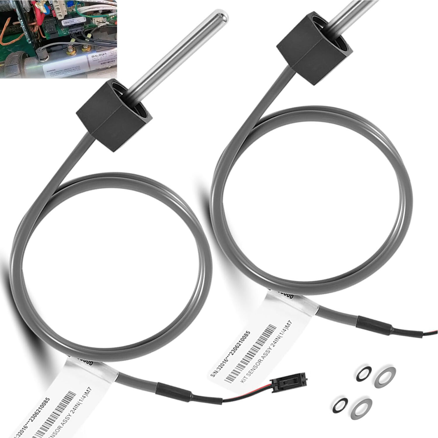 24" Temp/Hi Limit Sensor for Balboa Spa Heater M7 System, 1/4" Sensor Diameter