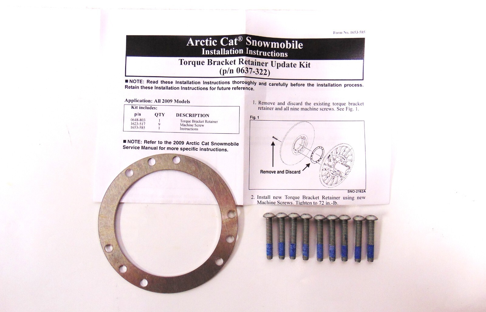 OEM Arctic Cat Snowmobile Torque Bracket Retainer Update Kit 0637-322 READ LISTI