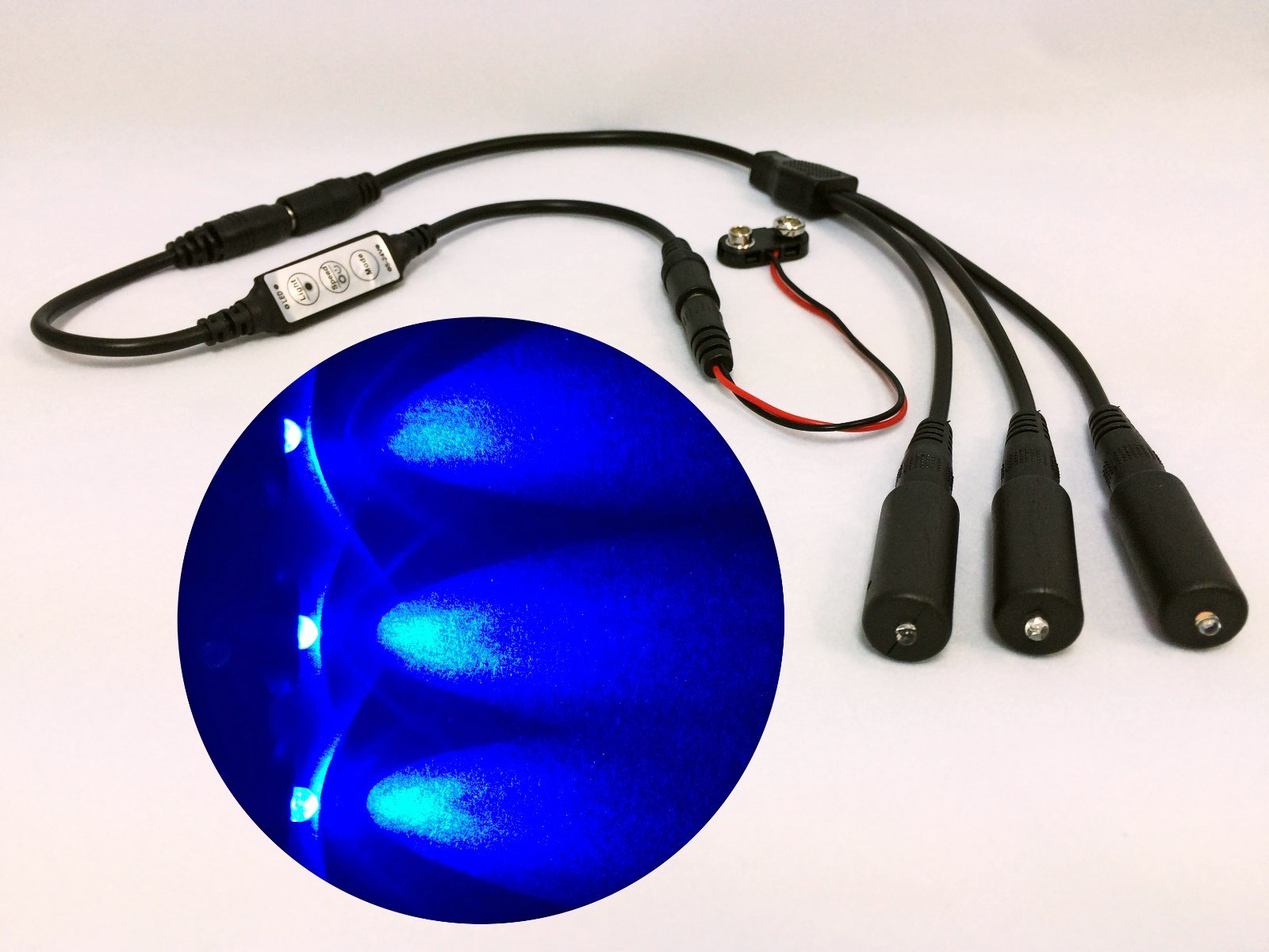 Micro Effects Light 3X blue LED & control flash blink 9V prop models MELKITB-5B
