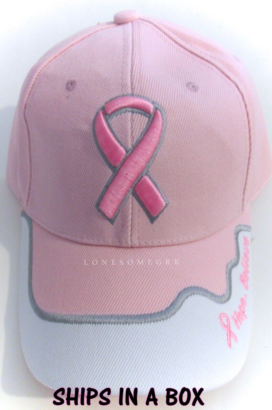 Breast Cancer Awareness Pink Ribbon Embroidered Adjustable Ball Cap Hat - BOXED