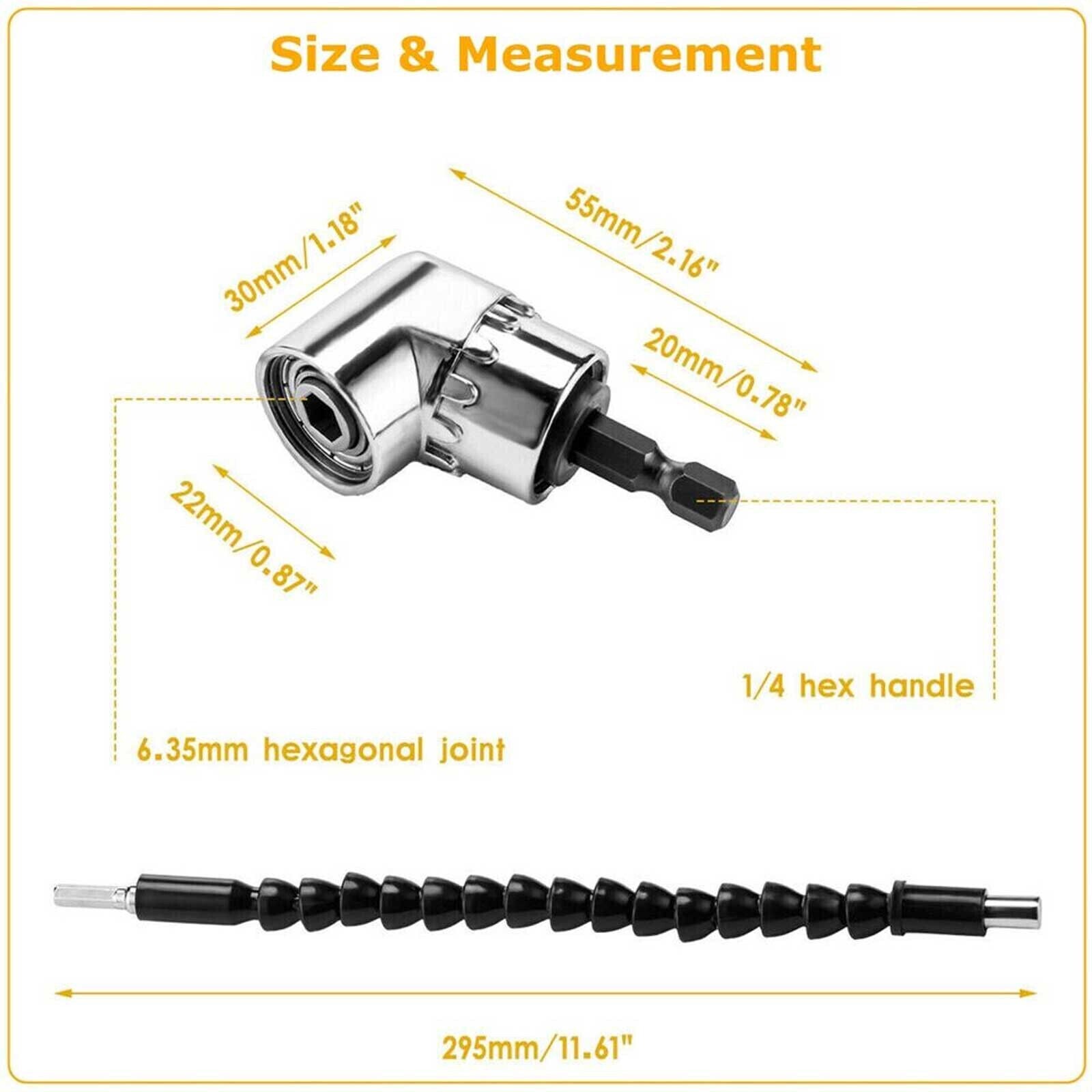 Right Angle Drill Adapter Flexible Shaft Extension Bits & Screwdriver Hold 1/4"