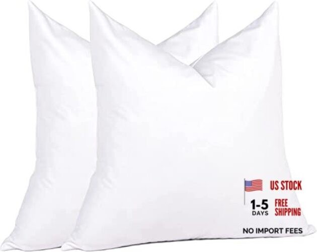 Euro Pillow Inserts4 x4 (Pack of White), Feather Down Pillow 24x24 Inch 2