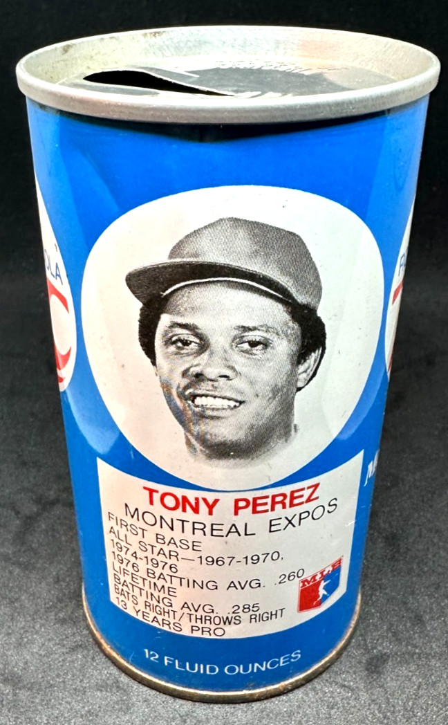 Tony Perez: Empty Royal Crown RC Cola 1978 Baseball Soda Can