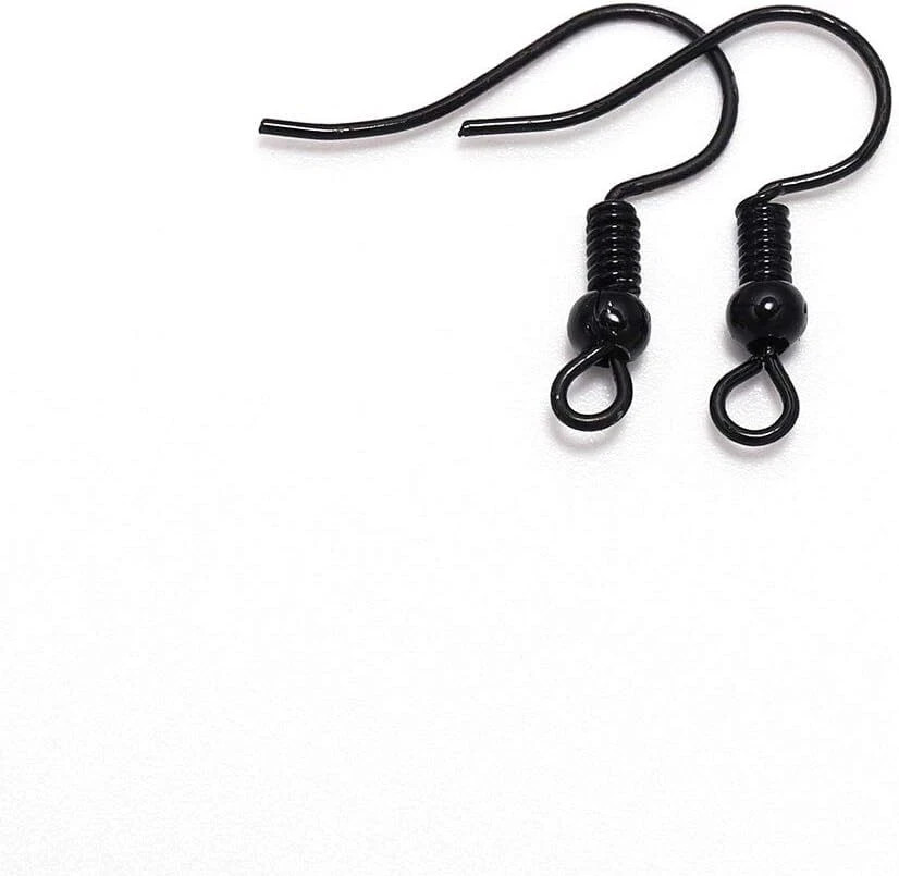 100Pcs Black 20×17mm Black Earring Hooks Hypo-allergenic Ear Wires Fish Hooks