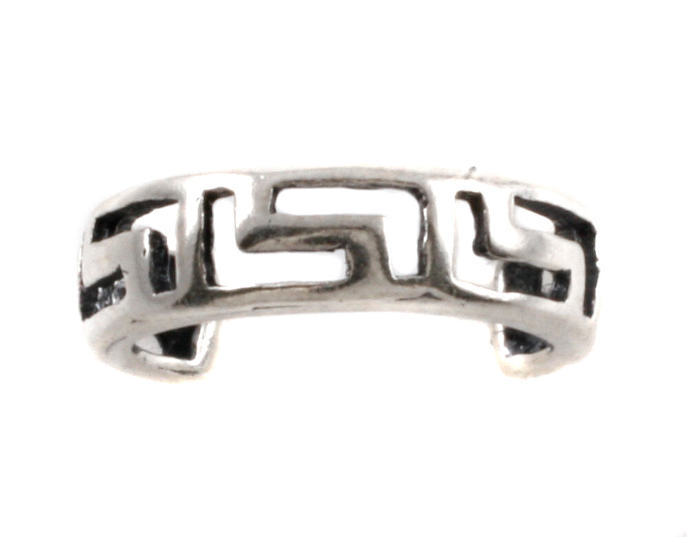 925 Sterling Silver Oxidized Adjustable Greek Design Toe Ring
