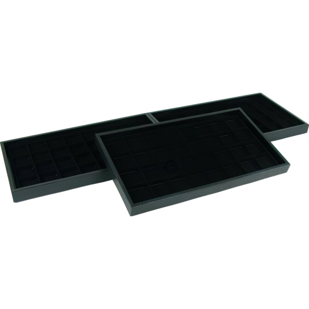 3 32 Slot Black Flocked Jewelry Display Inserts & Trays