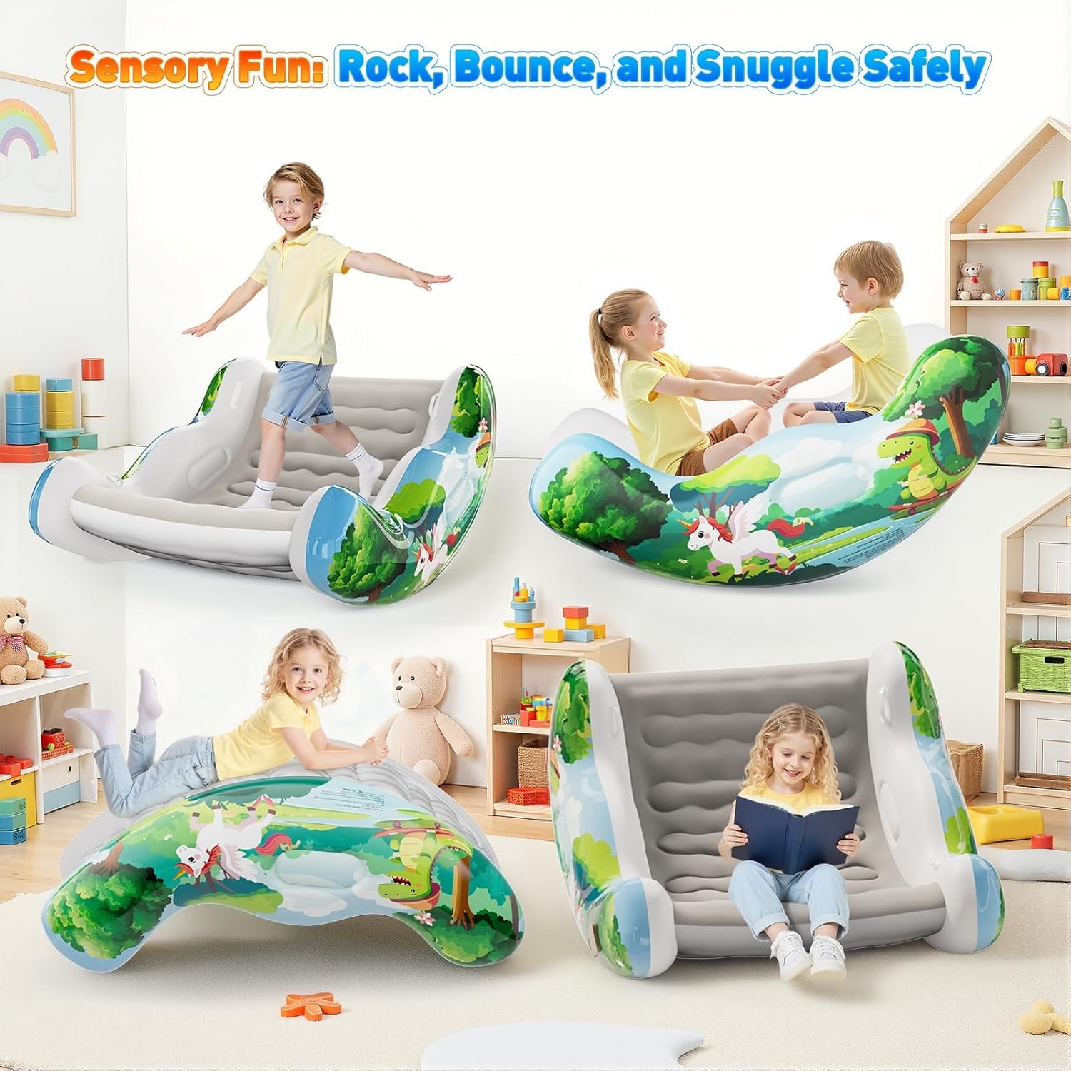 Sensory Chair for Kids, Inflatable Rocking Chair,Air Cloud Rocker for Toddler
