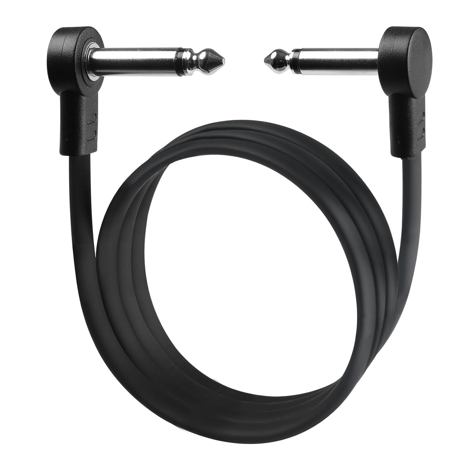 3FT Guitar Patch Cables, 1/4" TS Right Angle Effect Pedal Flat 3 FT, Black