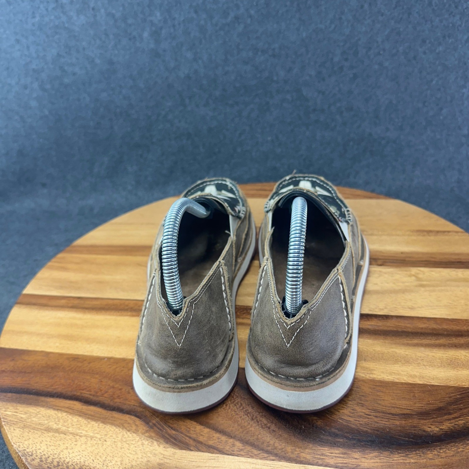 Ariat Cruise Womens 8.5B Brown Leather Southwestern Steer Skull Slip On Loafers