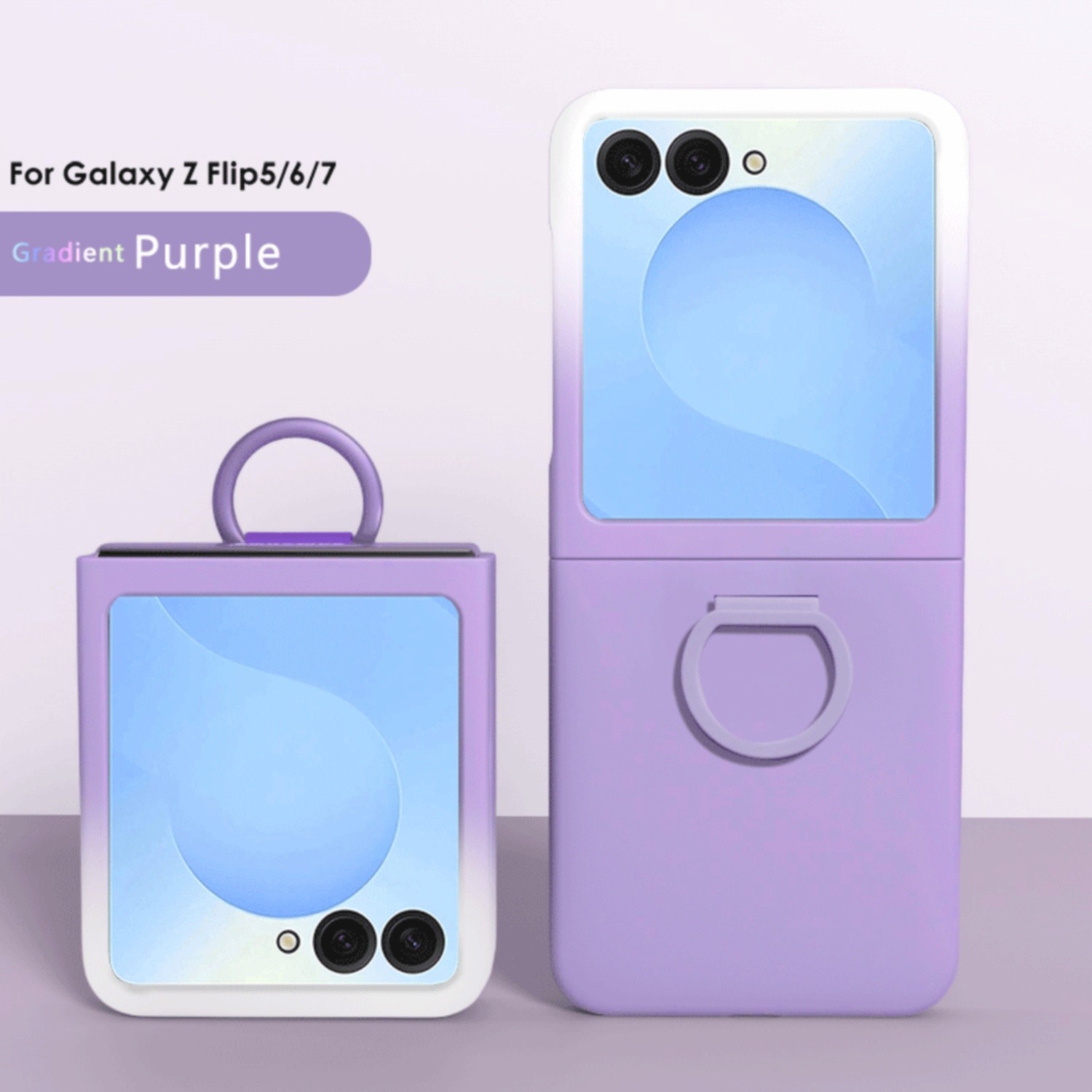 For Samsung Galaxy Z Flip 7/Flip 6 Liquid Silicone Gel Ring Holder Stand Case