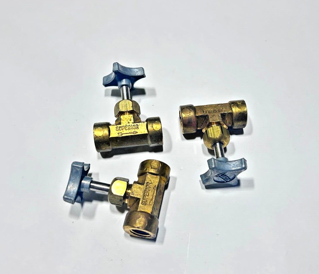 (3) 6805 Brass 1/4" FPT Female Pipe Thread - Female Pipe Needle Valve
