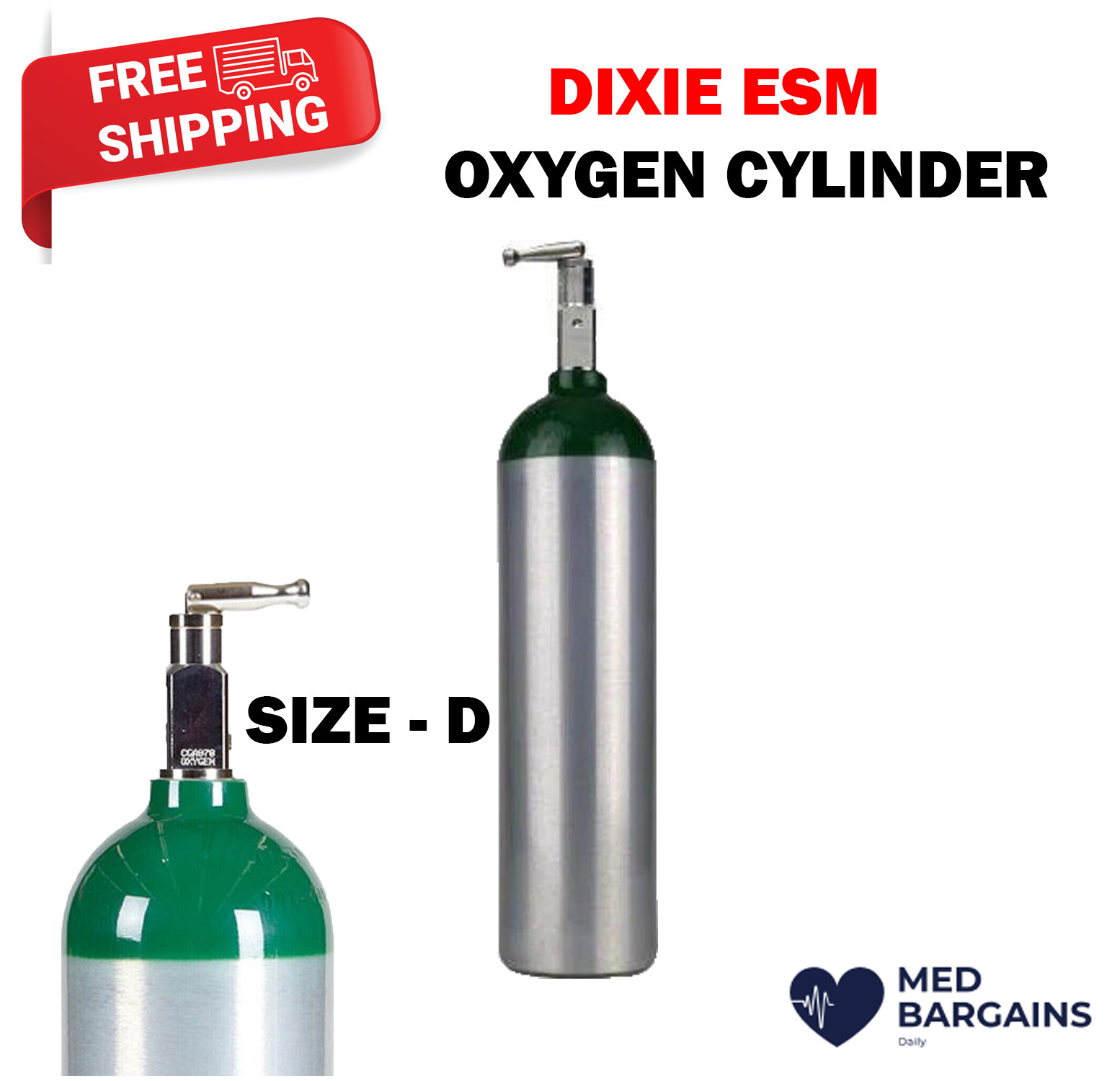 Dixie EMS Aluminum Oxygen Cylinder With Toggle Valve - Size D