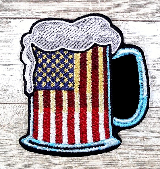 Mug Of American Beer Iron On Sew On Embroidered Patch 3" X 3 1/4"
