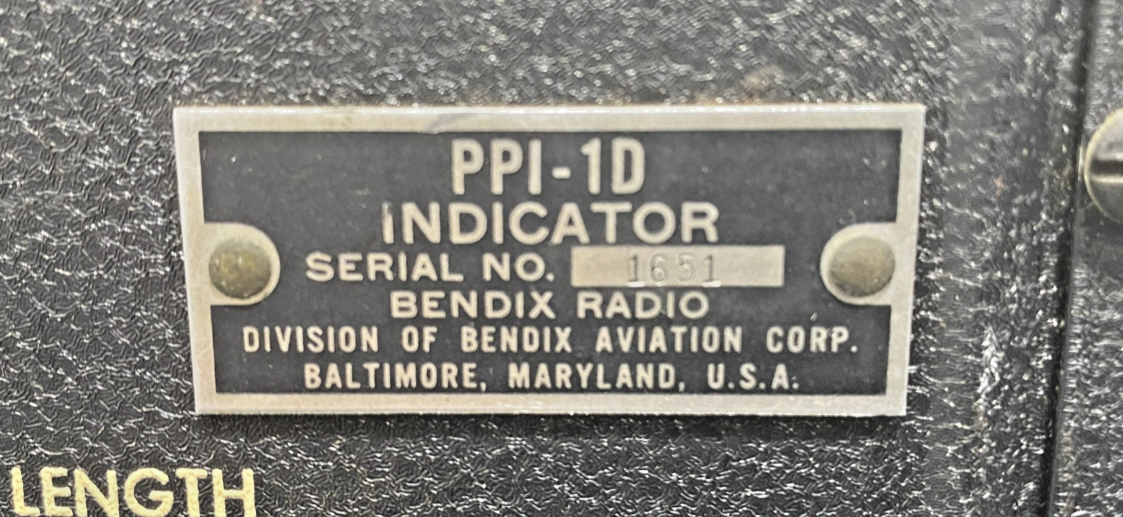 Bendix PPI-1D Vintage Aircraft Plan Position Indicator Radar Display Untested