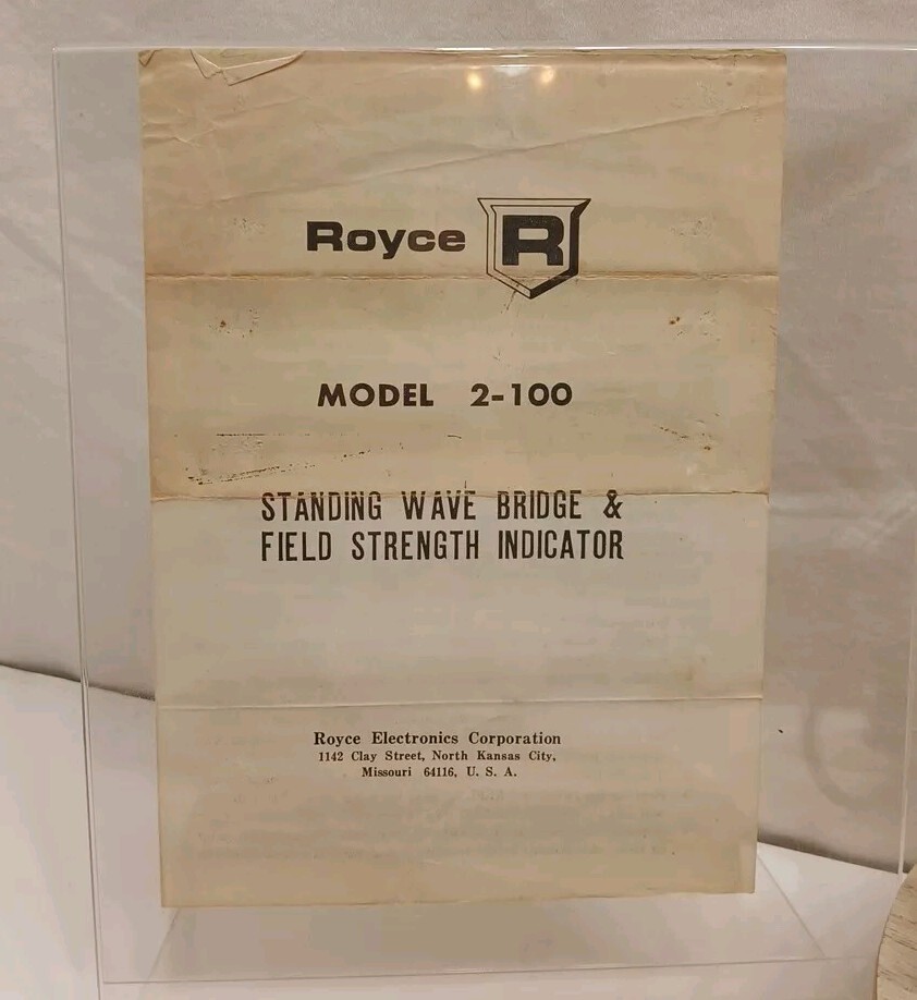Royce Electronics Model 2-100 Field Strength & SWR Meter Vintage Electronics