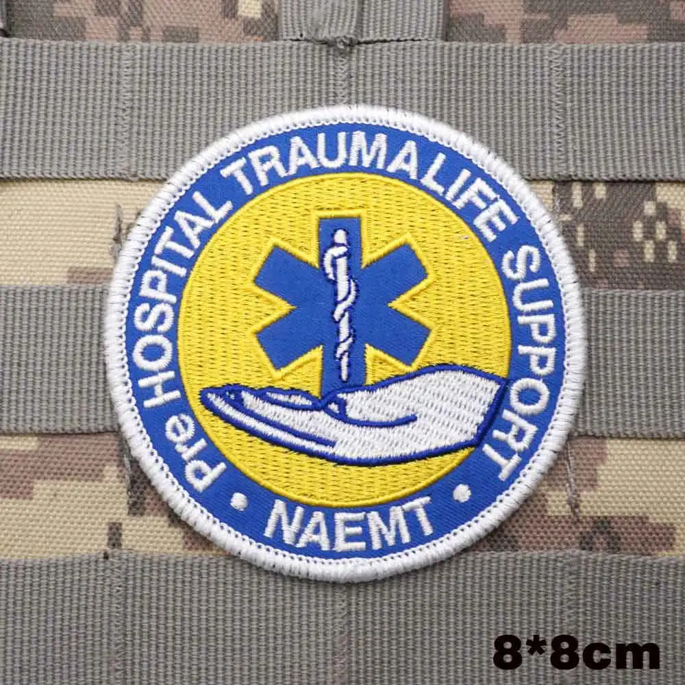 NAEMT "PRE HOSPITAL TRAUMA LIFE SUPPORT" EMBROIDERED TACTICAL IRON-ON PATCH!!!