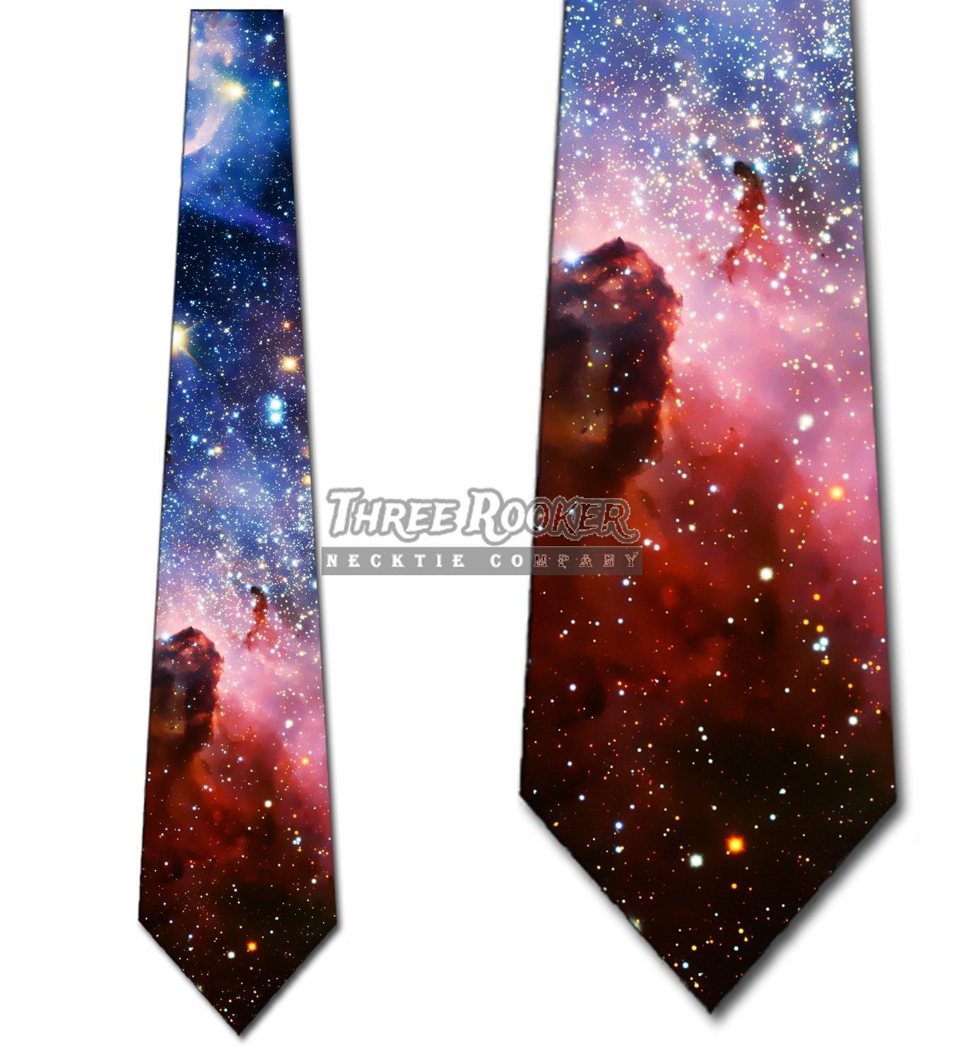 Universe Space Ties Men's Science Red Blue Astronomy Necktie NWT