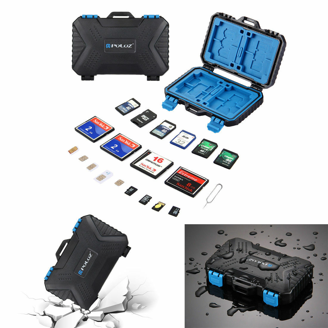 PULUZ Anti-lost 27 Slots Memory Card Case Holder Waterproof Storage Cards Box