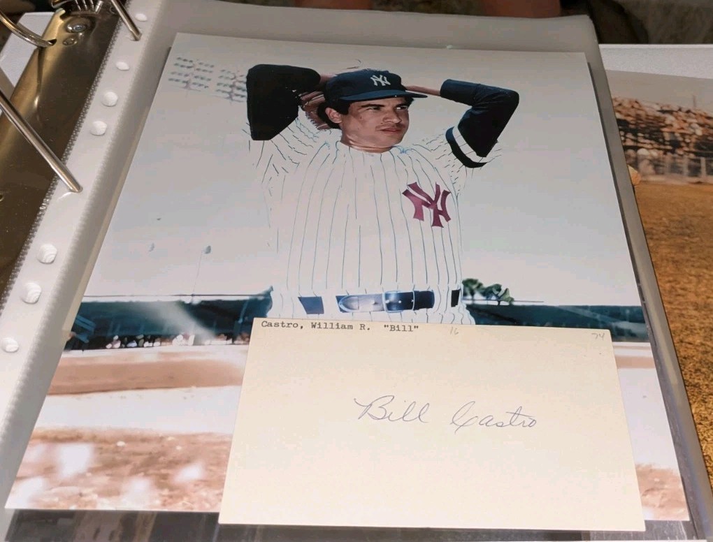 Bill Castro New York Yankees Signed Cut With 8x10 Photo W/Our COA B