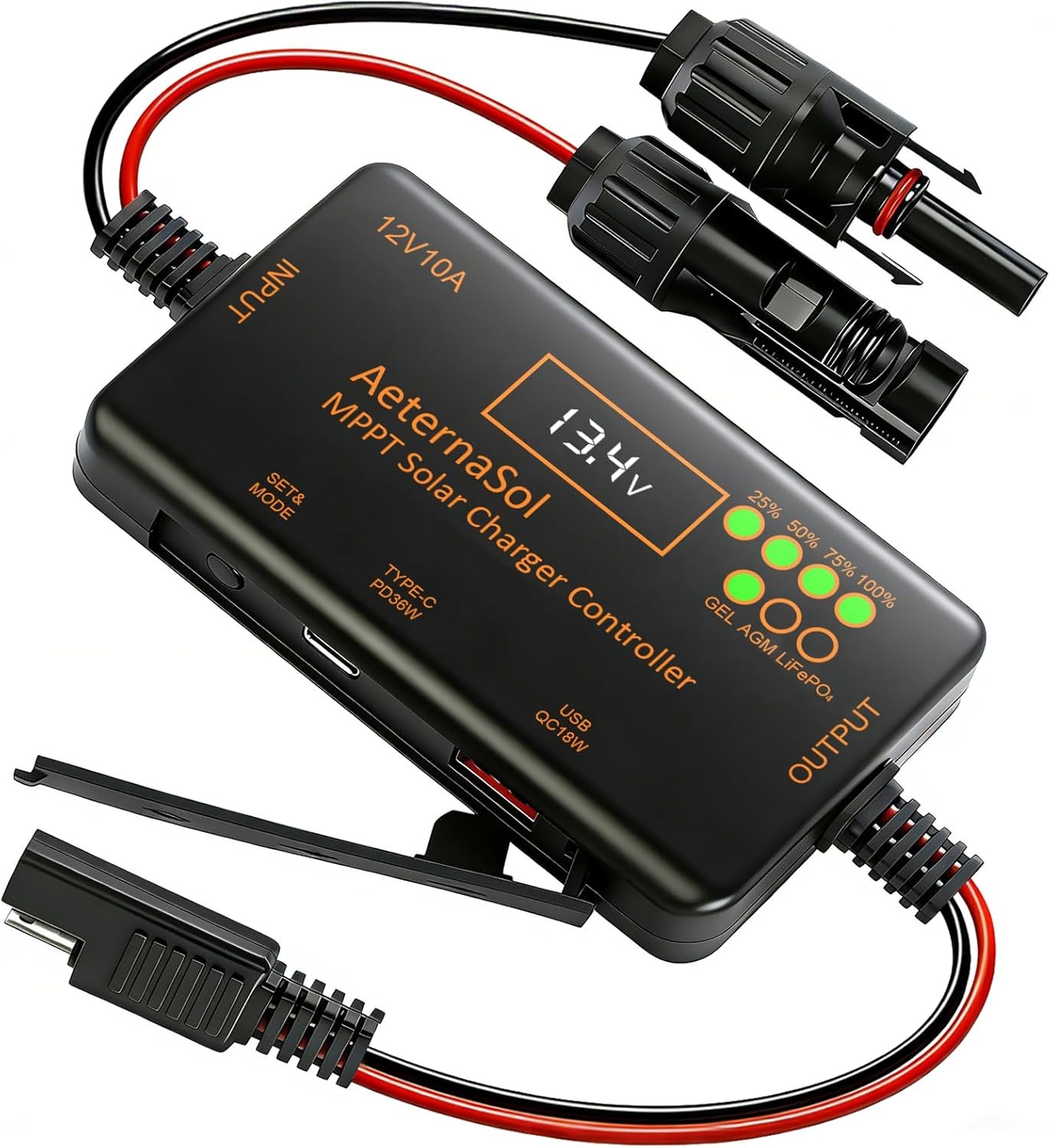10A MPPT Solar Charge Controller 12V MINI Regulator with LCD for LiFePO4,AGM,Gel