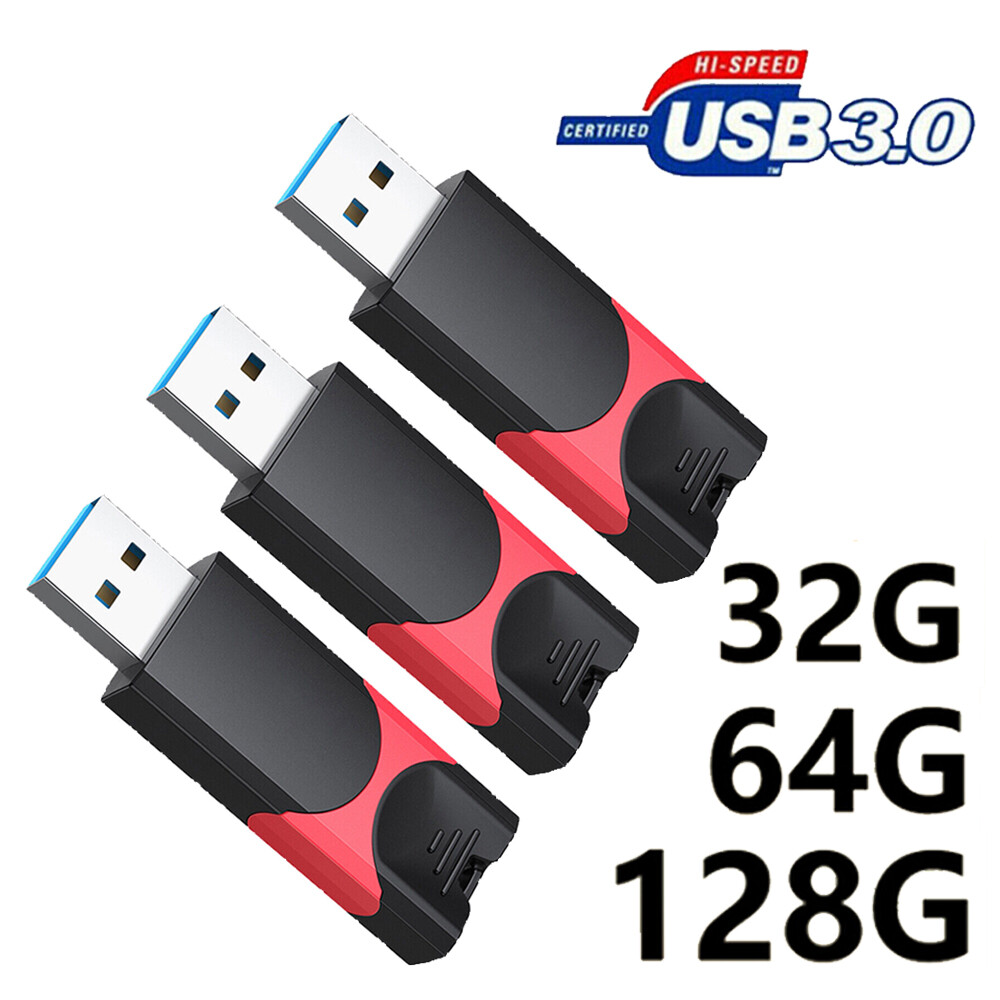 1/2/3 PCS USB 3.0 Flash Drive Memory Stick Pen Drive Retractable Thumb Drive LOT