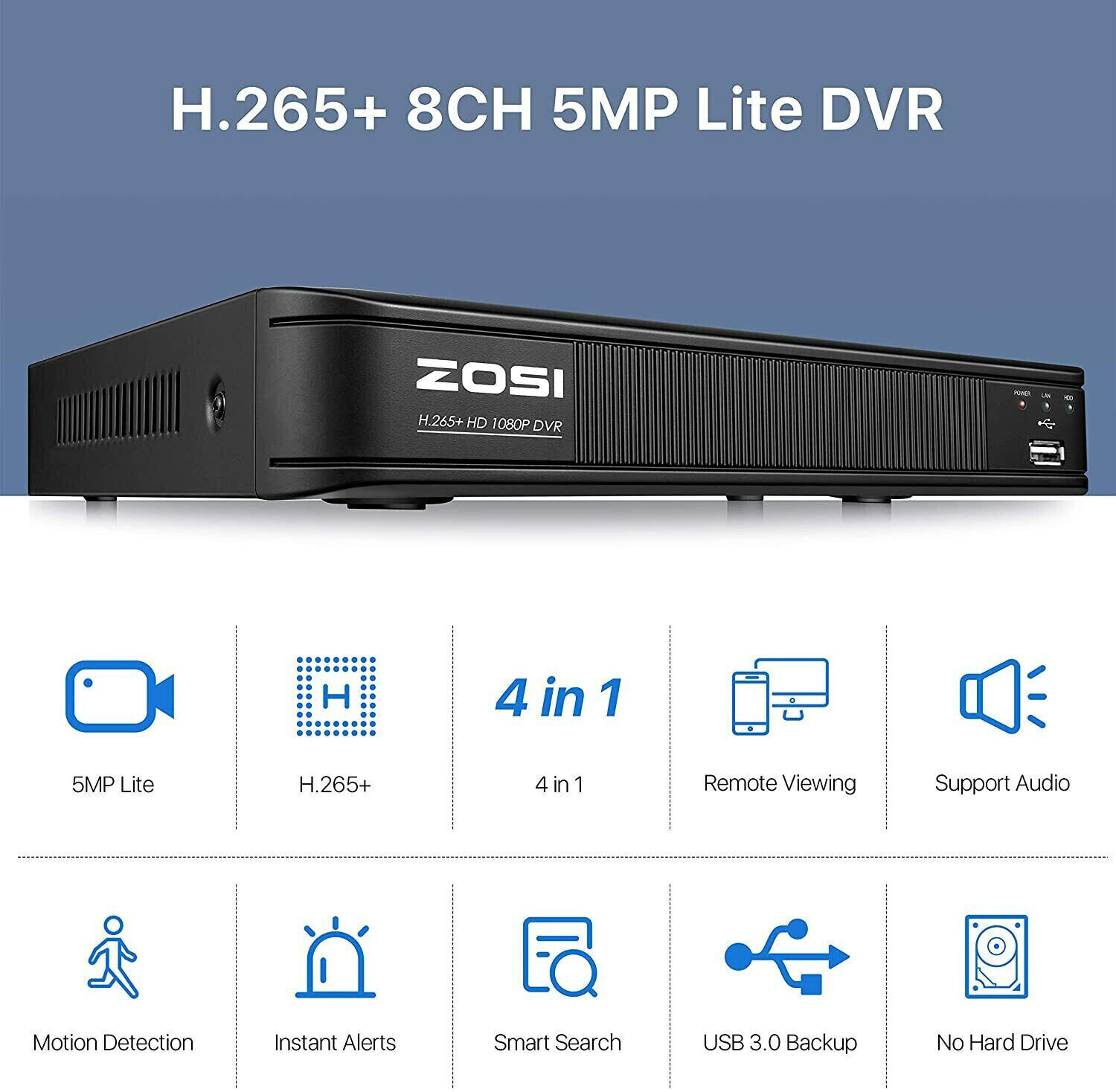 ZOSI 1080P 8CH Home CCTV DVR Security System Outdoor 2MP Camera Motion Detection