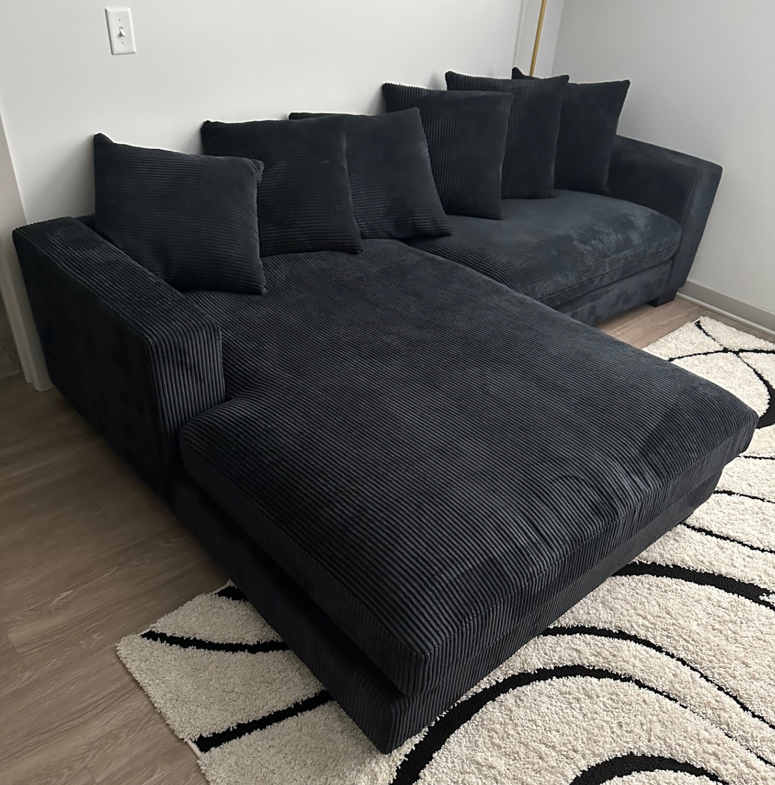 Smoke Luxe 108" Corduroy Sectional