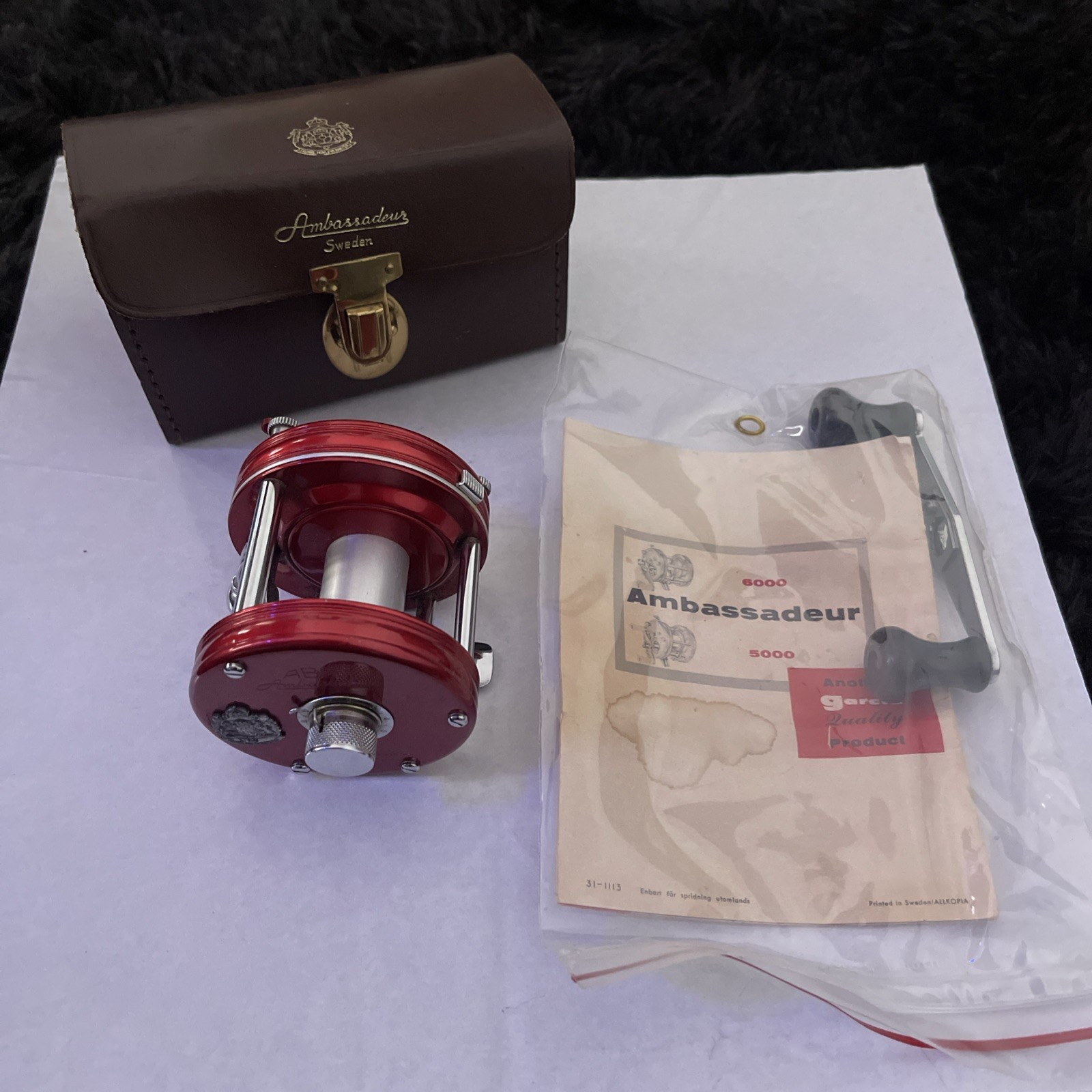 NEVER USED! Vintage ABU Ambassaseur Bait Casting Fishing Reel 5000 w/Case+Manual