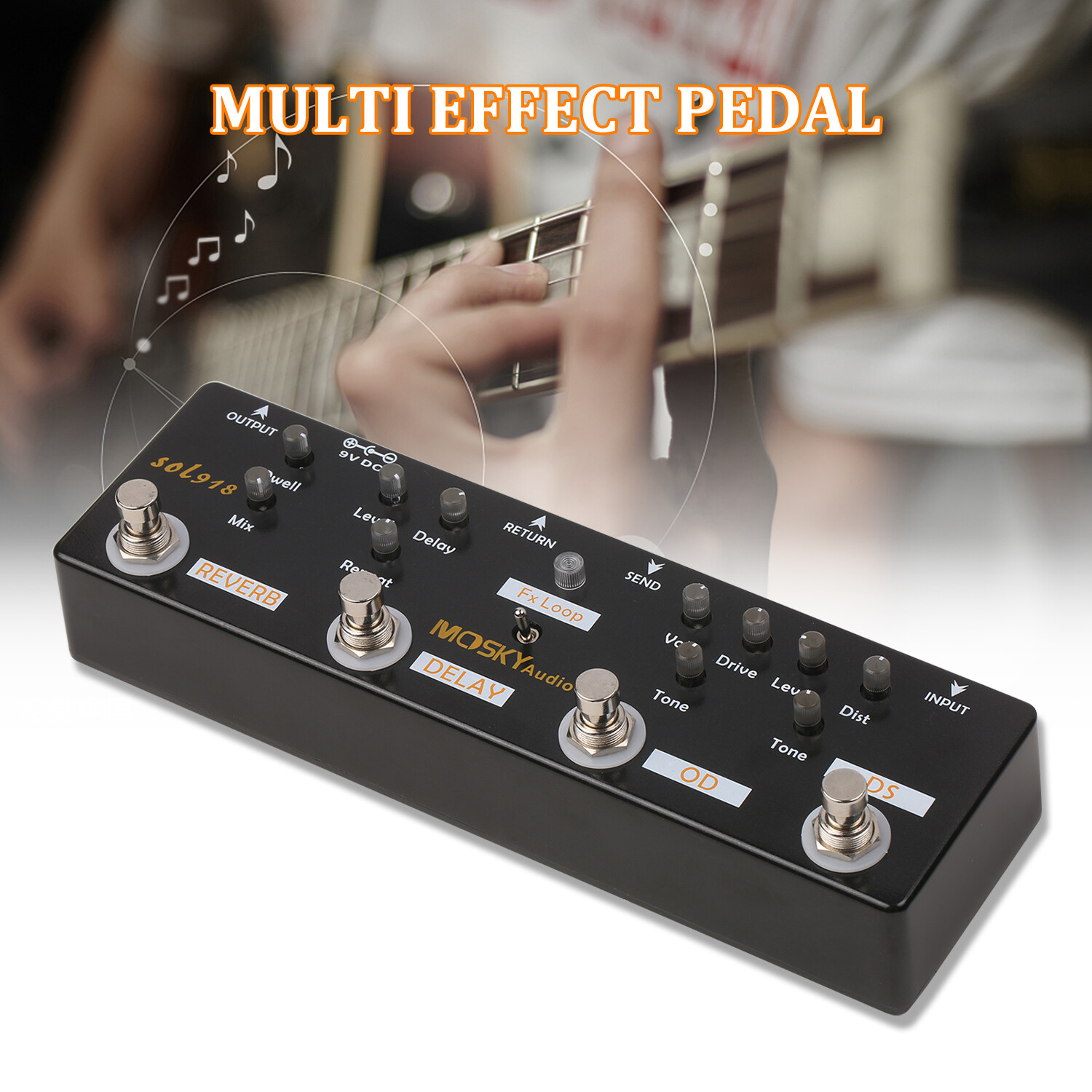 Multi Effects Pedal True Bypass Reverb Delay FX Loop Overdrive Distortion M7C9
