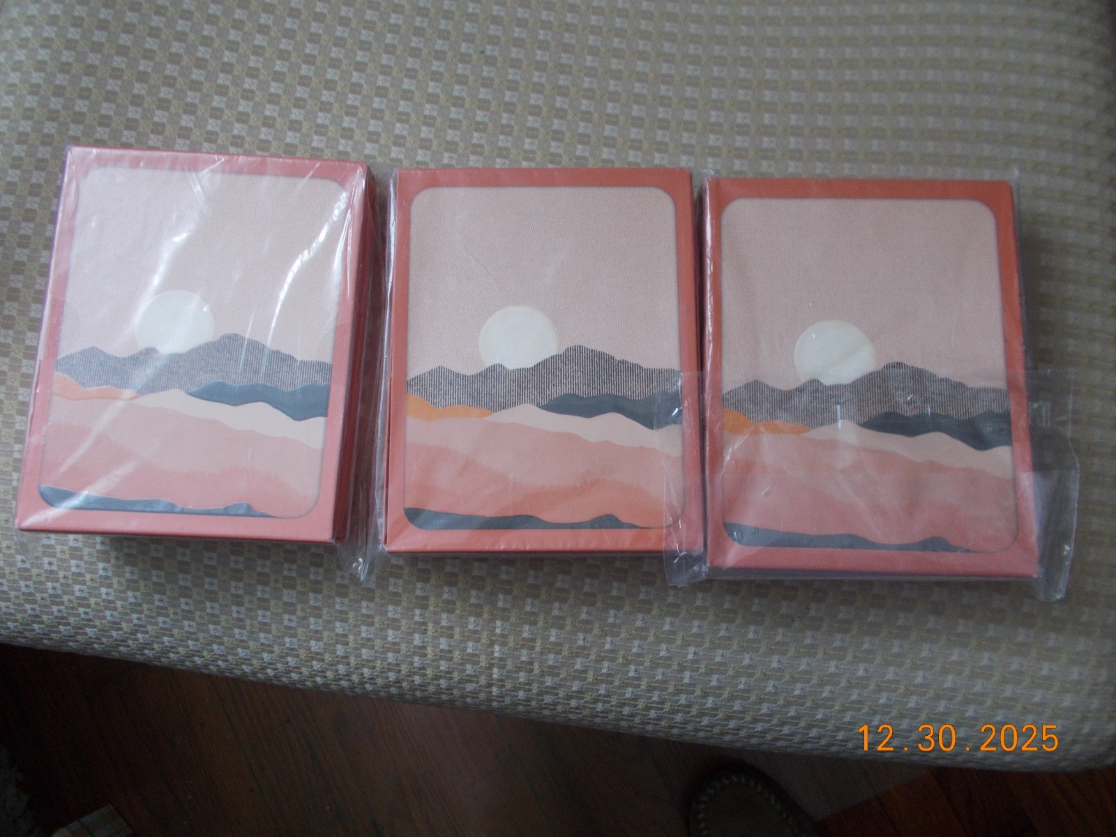 3 Boxes of 8 New Embossed Artisan Note Cards with Envelopes, Sun on the Horizon