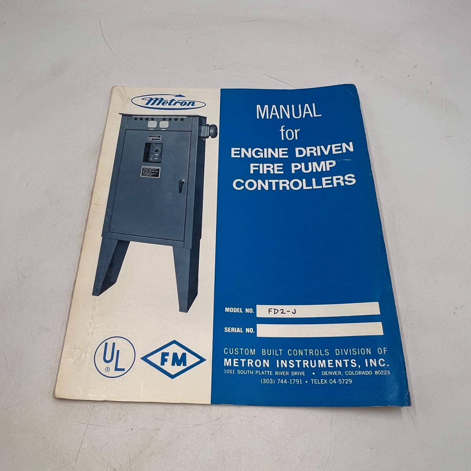 Metron MANUAL for FD2-J Engine Driven fire pump controllers *MANUAL ONLY*