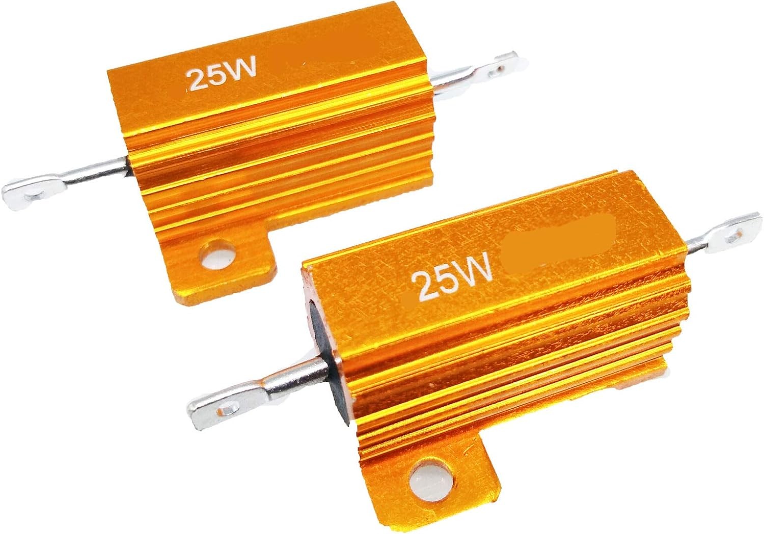 2pcs 3 ohm 3R 25W Watt Aluminum Housed Metal Case Wirewound Resistors Gold