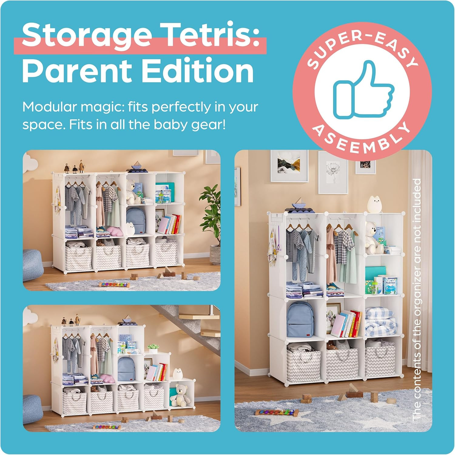 Baby Closet Organizer for Nursery: Durable Baby Wardrobe for Closet - Customizab