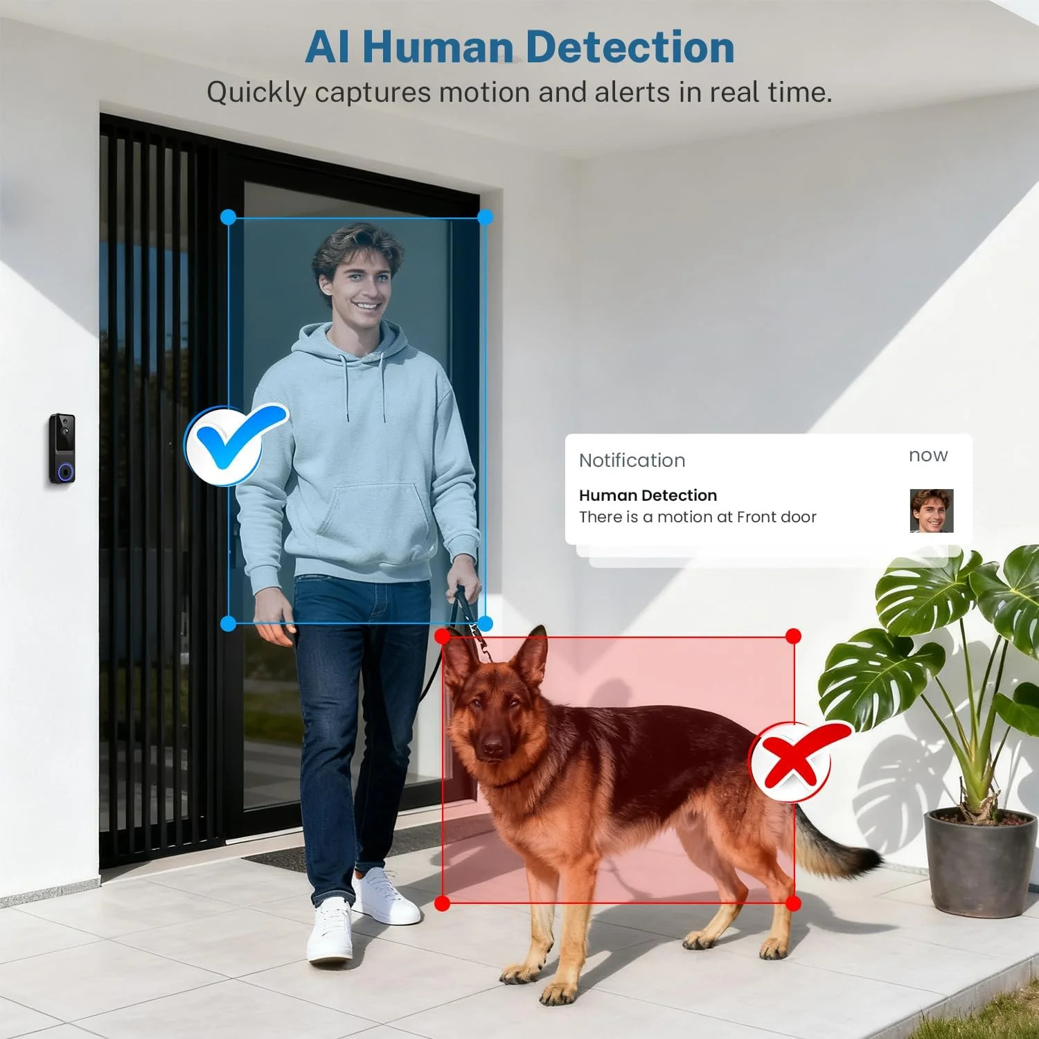 1080P Wireless Video Doorbell Camera Two Way Audio Night Vision WiFi Security Ca