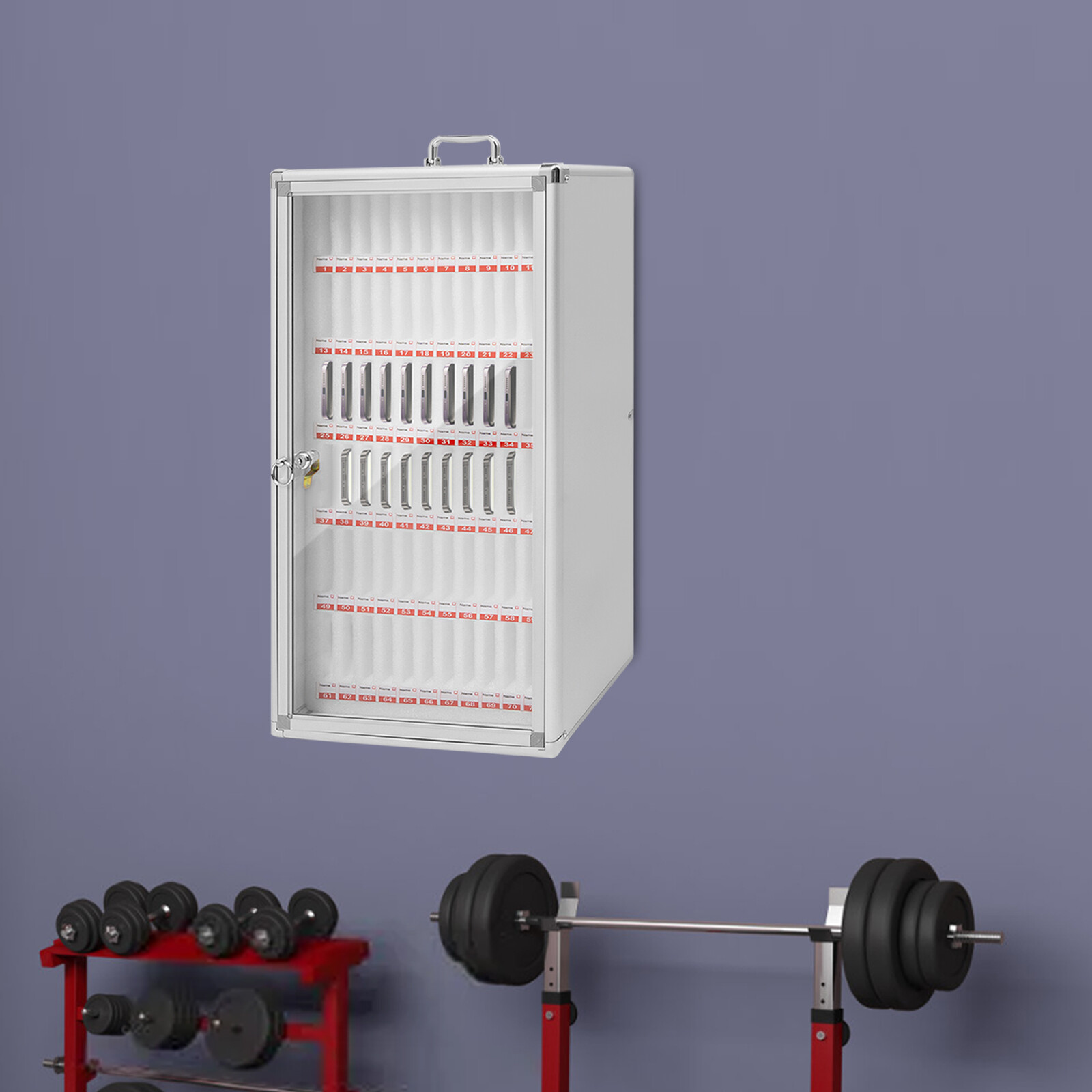 72 Slots Cell Phone Phone Storage Portable Locker Cabinet w/Keys for Schools