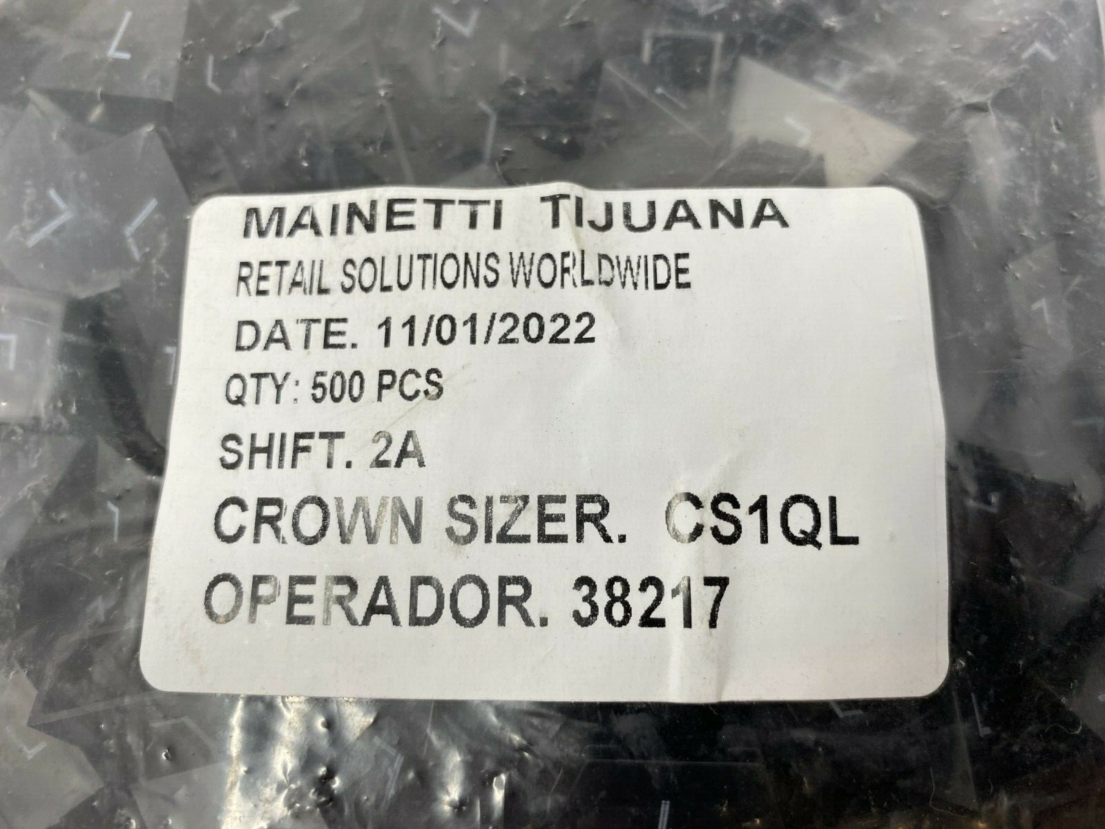 Mainetti Tijuana CS1QL Large Size Rectangle Black Hanger Tag Crown Sizer 500/Bag