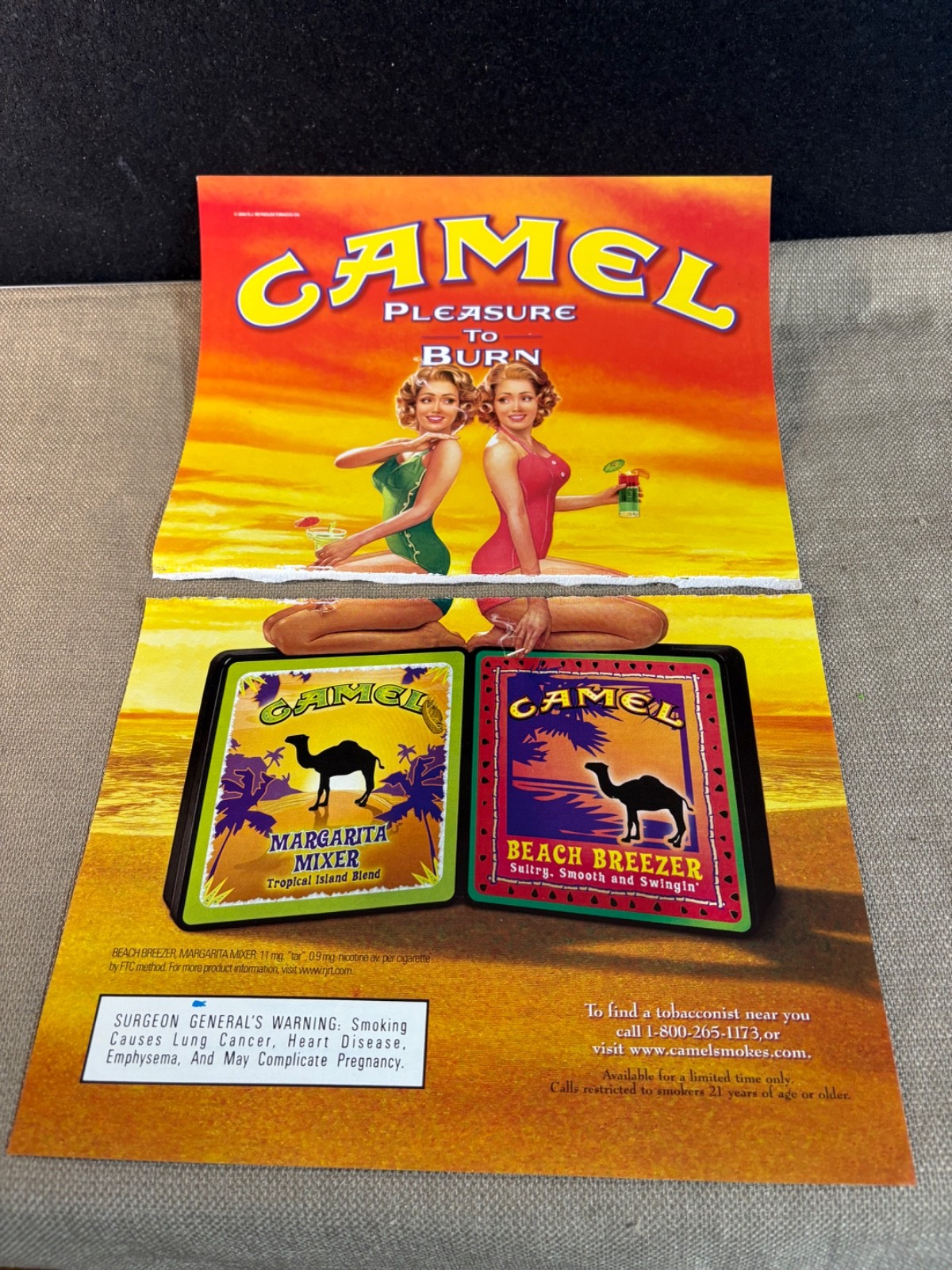 Camel Pleasure to Burn Twins 2 page magazine advertisement print ad Swimsuits