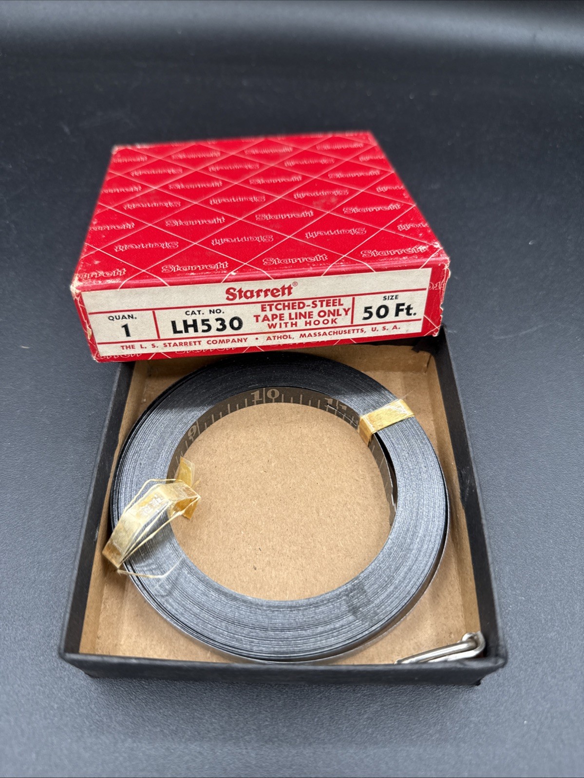 Starrett LH-530 Etched Steel Replacement Tape With Hook 50" Restoration part NOS
