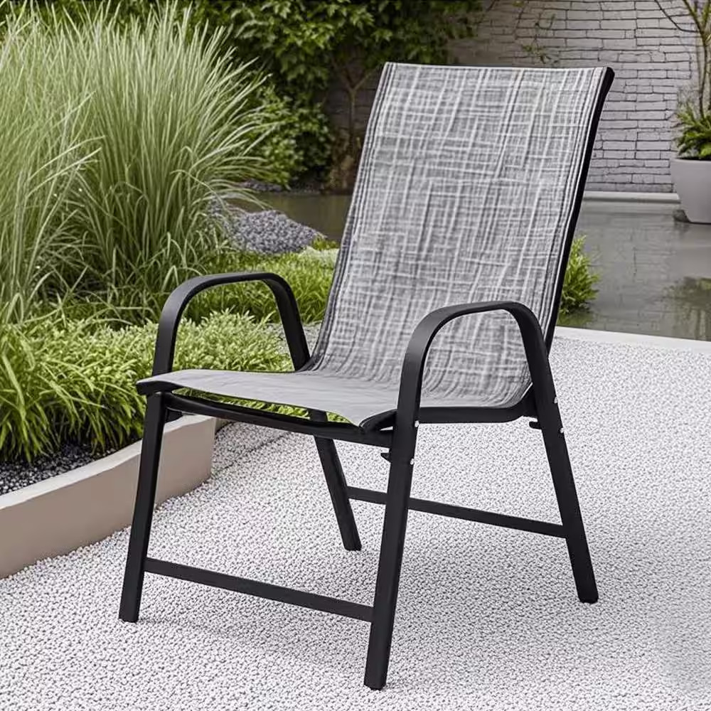 4-Pieces Patio Chairs, Outdoor Camping Chairs Garden Chairs with Armrest High Ba
