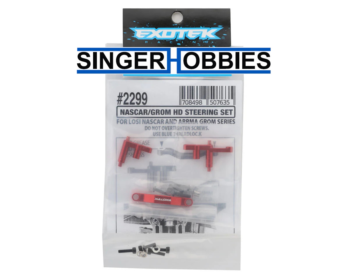 EXOTEK EXO2299 Arrma Grom/Losi NASCAR HD Aluminum Steering Bellcrank Set (Red)