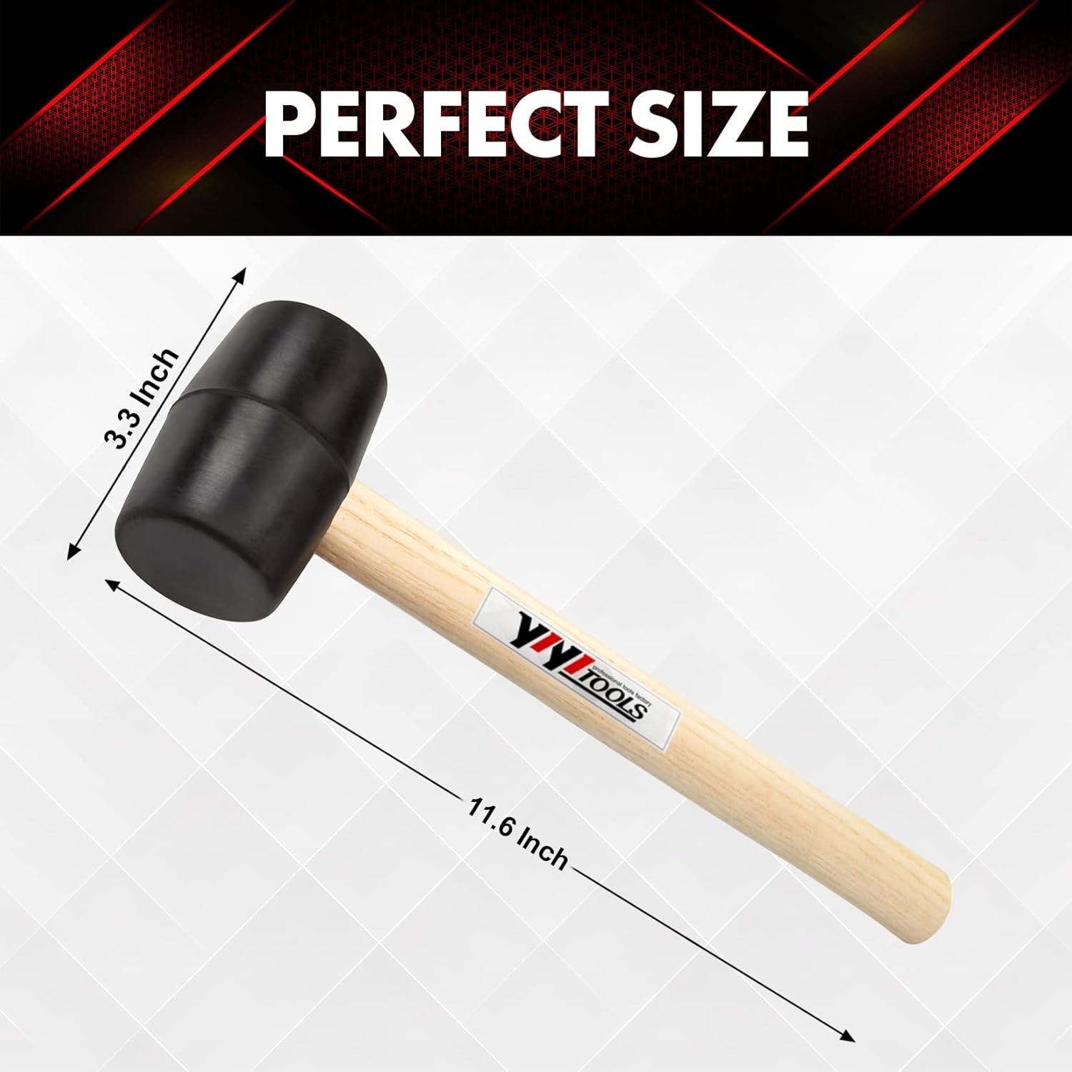 YY-2-005 Rubber Mallet Hammer With Wood Handle–8-oz, black