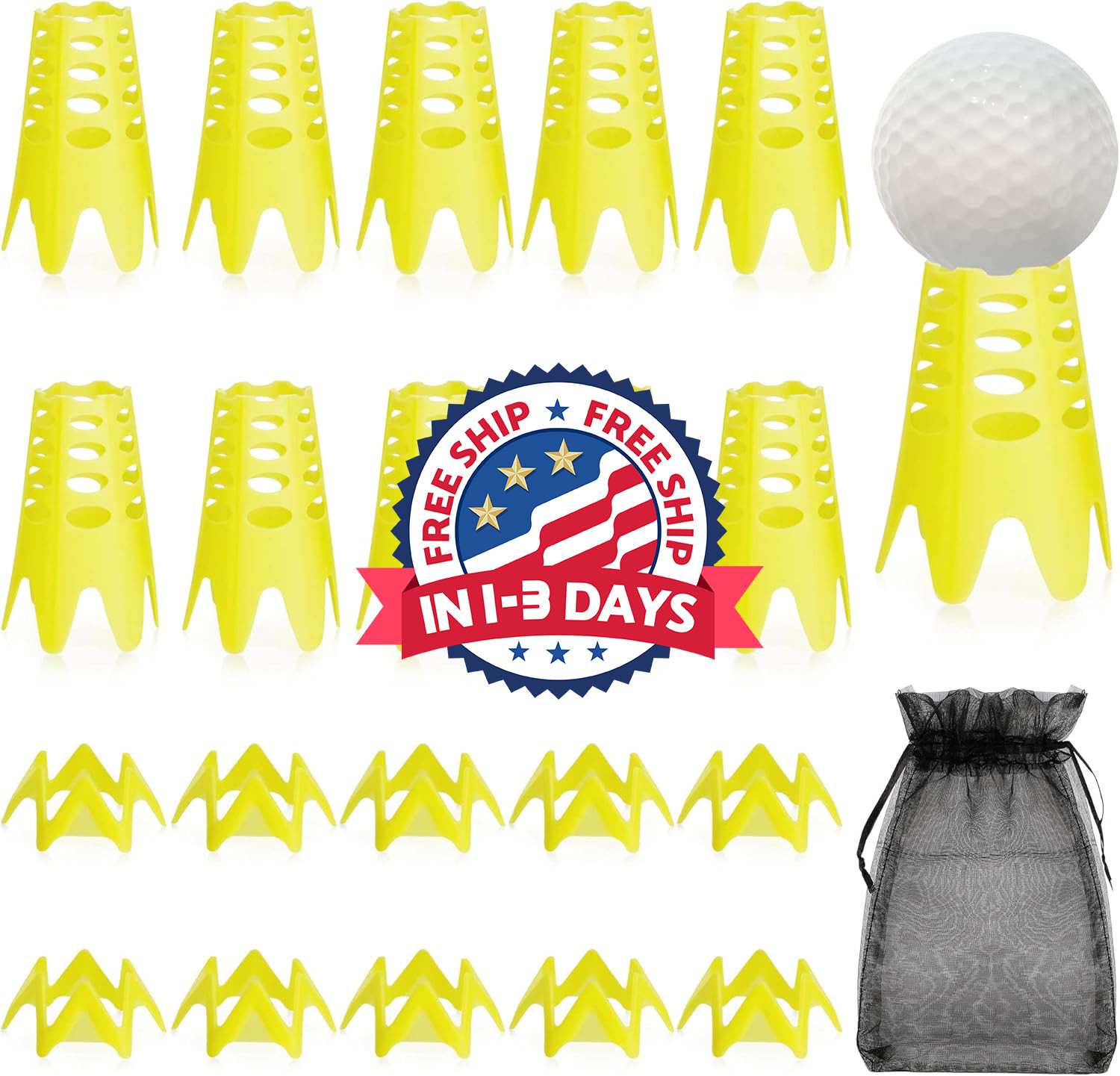 20 tees de golf de plástico para entrenamiento en interiores y exteriores.
