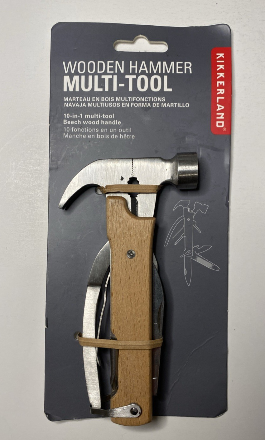 Kikkerland 10-in-1 Wood Hammer Multi-Tool New In Package