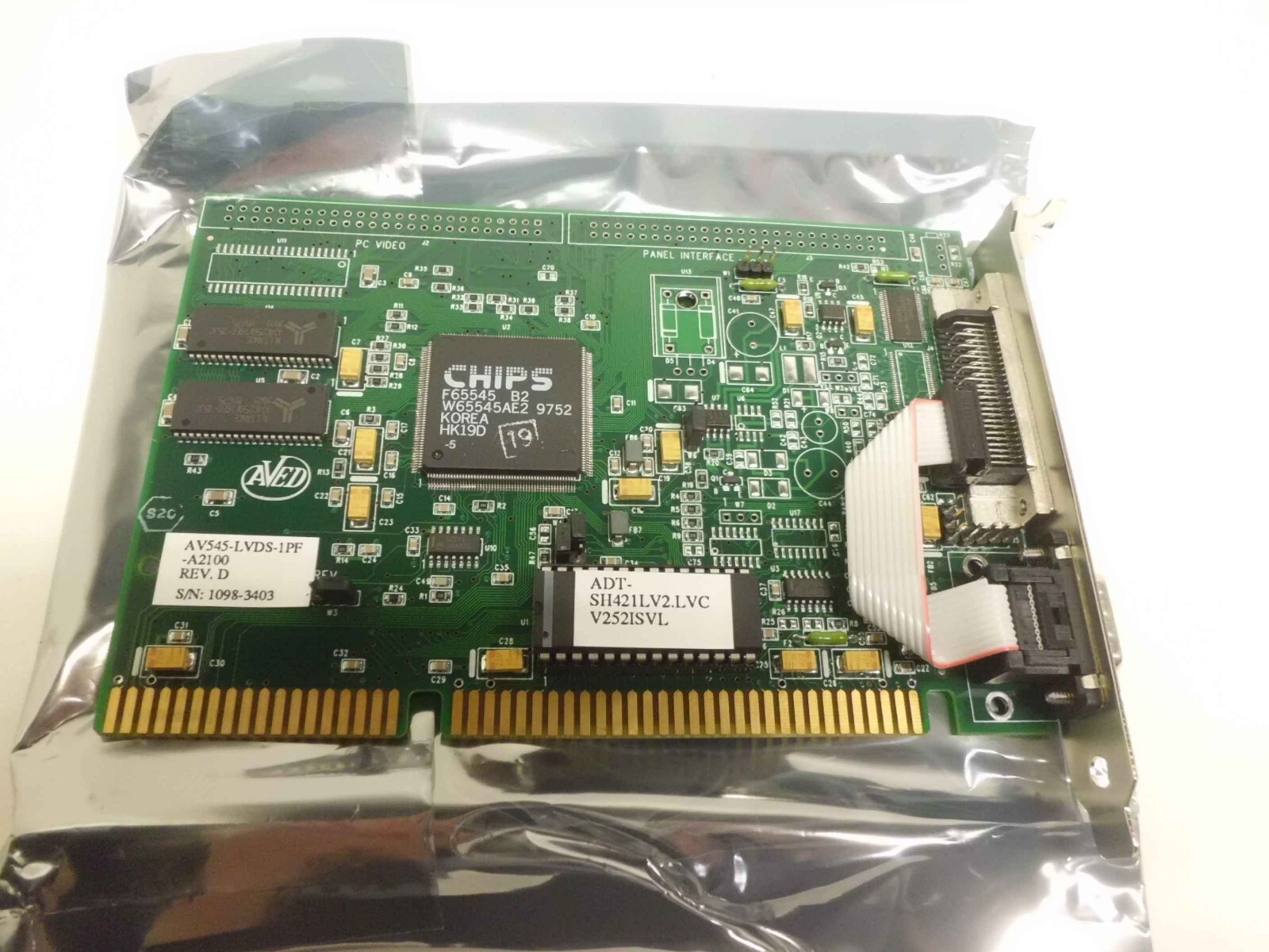 AV545-LVDS-1PF-A2100 Aved ISA CNC Video adapter, NEW with 3 years warranty