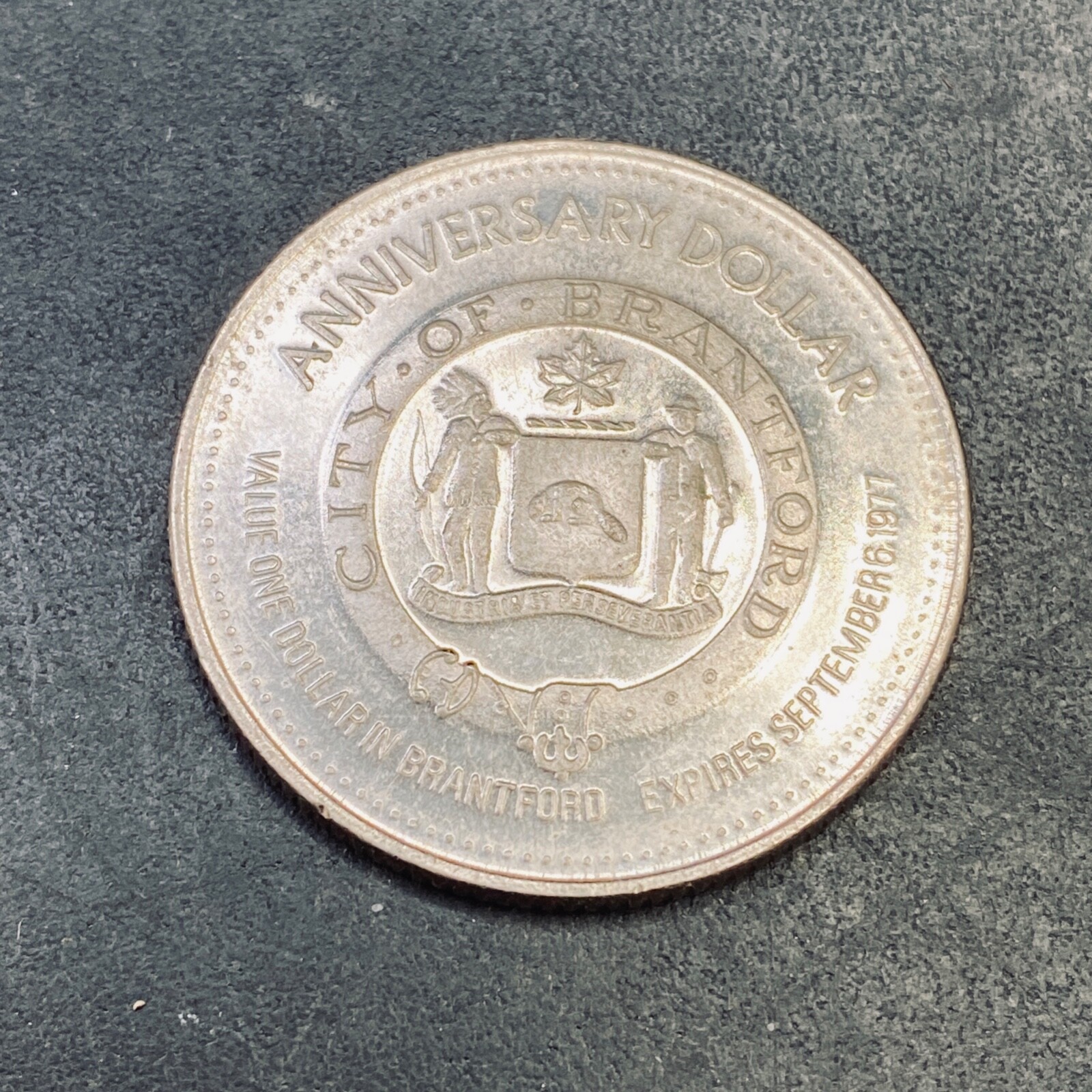 CITY OF BRANTFORD ANNIVERSARY 1977 CANADA ONTARIO ONE 1 DOLLAR TOKEN COIN