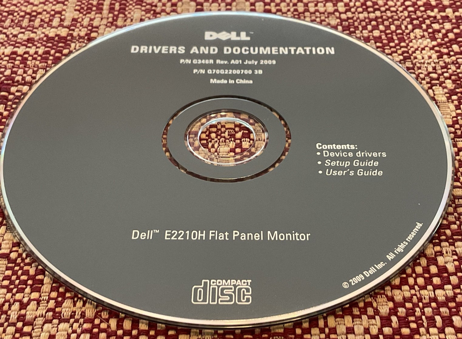 Dell Drivers and Documentation Dell Flat Panel Monitor E2210H CD-Rom Software