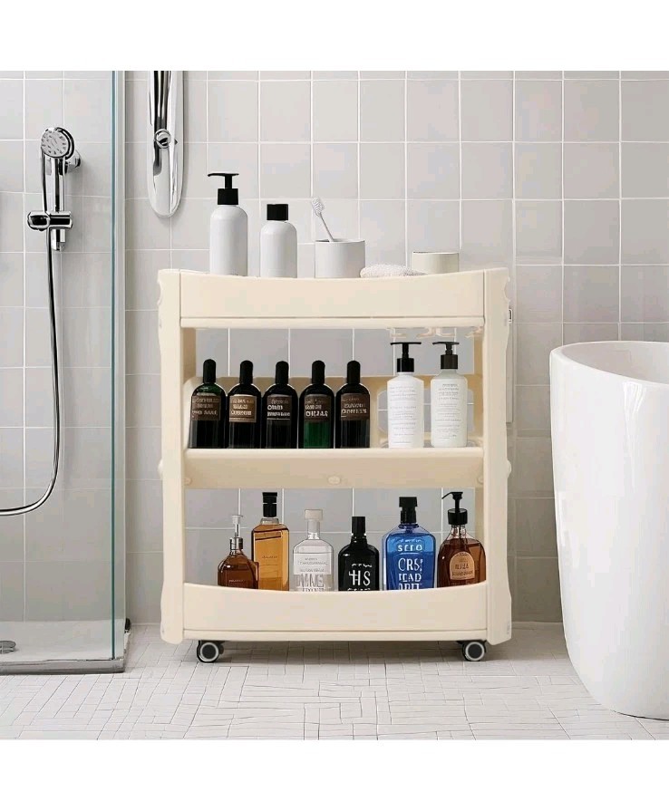 3-Tier Utility Rolling Cart with Wheels, Bar Cart for The Home, Mobile Kitchen