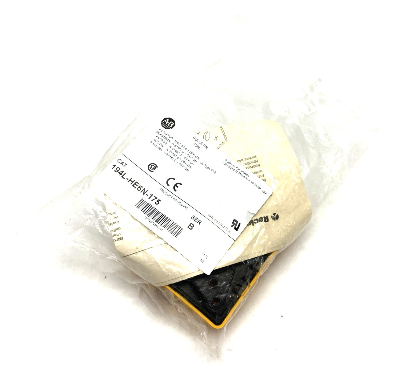 Allen Bradley 194L-HE6N-175 Ser. B Control and Load Switch Actuator, Screw Mount