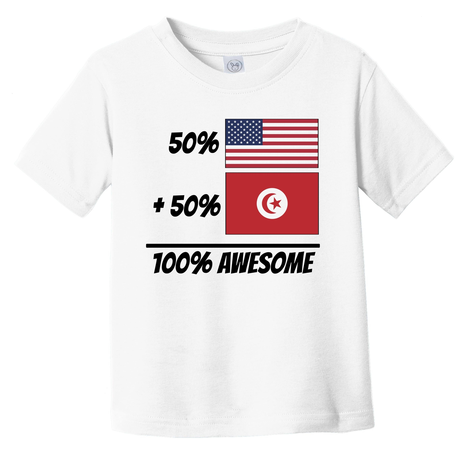 50% American + 50% Tunisian = 100% Awesome Cute Tunisia Flag Toddler T-Shirt